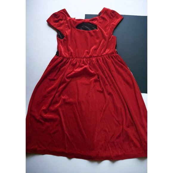 Red Fuzzy Sequin Accent Dress - Picture 2 of 11